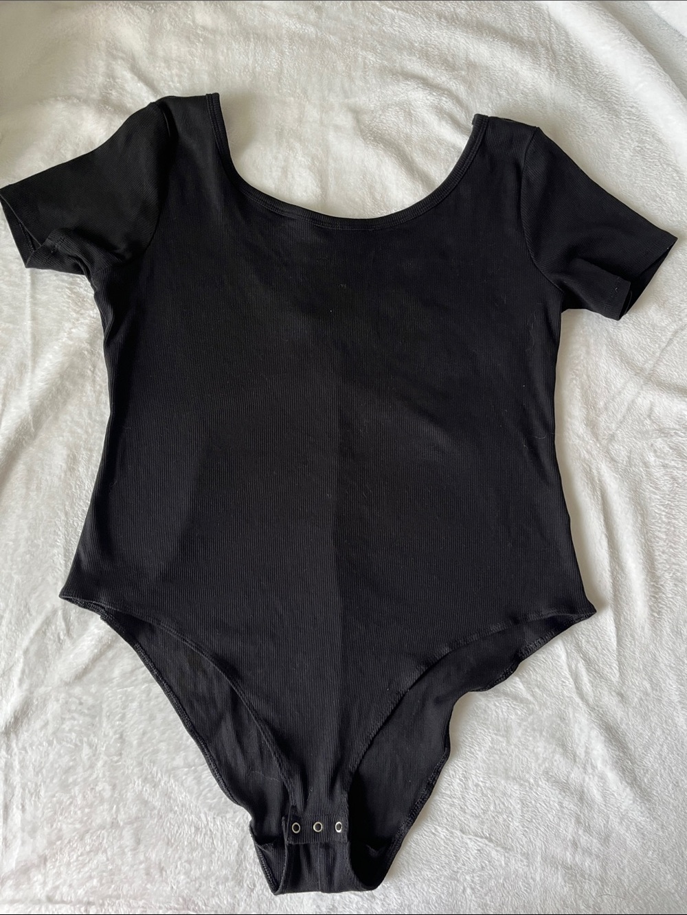 H&M Black Short Sleeve Scoop Neck Low Back Bodysuit
